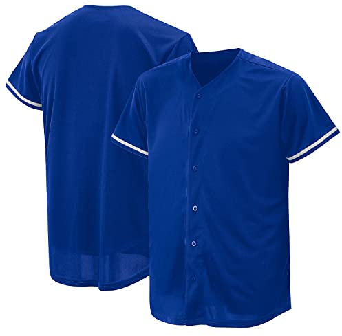 Baseball-Trikot für Damen und Herren, Baseball-Shirts für individuelle Knopfleiste, Hipster-Hip-Hop-Sportuniformen, Neu, blau, Mittel