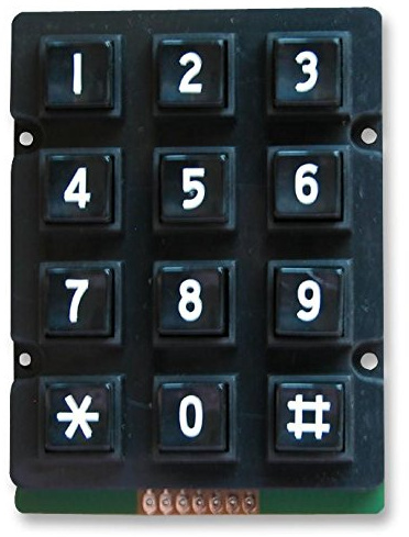 Keypad, IP67, Schwarz, Kunststoff, 3 x 4, Tastenfelder, Qty.1 | MCAK207NBBWWP