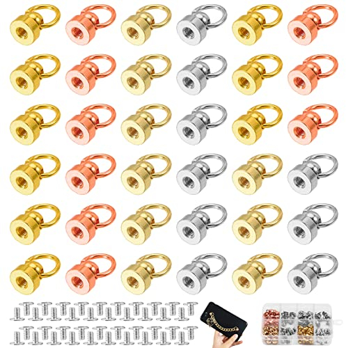 GZLFH® 40 Set Metallknopfnieten, Box Messing Lederhandwerk Niet 8 mm Niet Stud mit Ring für DIY Handwerk Leder Telefon Fall Decor (Gold Hellgold Roségold Silber)