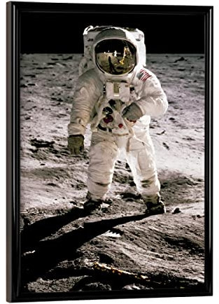 artboxONE Poster mit schwarzem Rahmen 18x13 cm Reise Buzz Aldrin auf dem Mond - Bild Neil Armstrong Apollo Astronaut