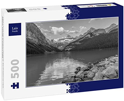 Lais Puzzle Lake Louise bei Sonnenuntergang. Banff National Park. Alberta. Kanada in schwarz weiß 500 Teile
