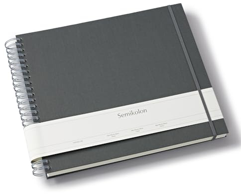 Semikolon 369976 Spiral Album Maxi Mucho - 34,5x30 cm - Fotoalbum, 90 Seiten cremeweiß, Fotobuch, lava stone grau