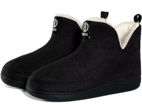 GURGER Hausstiefel Herren Plüsch Gefüttert Hüttenschuhe Damen Winter Hausschuhe Hohe Warm Hüttenstiefel Pantoffeln für Männer Frauen Größe 40 41 Schwarz