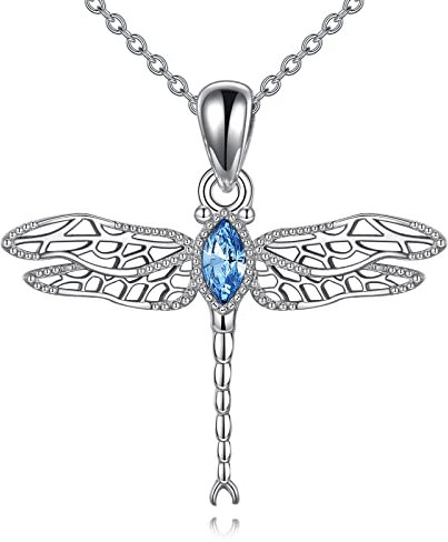 VONALA Libellen-Halskette für Damen Sterlingsilber Libellen-Kristall-Halskette Libellen-Anhänger mit blauem Kristall Libellen-Schmuck Geschenke für Sie Frauen Teenager Mädchen