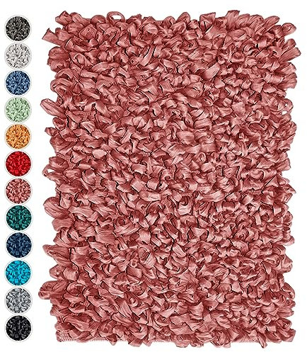 Lashuma Zottelteppich Masala Pink, weiche hochfor Badematte 50x70 cm