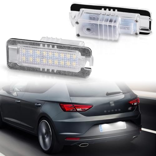 POPMOTORZ LED Kennzeichenbeleuchtung, 2 Stück LED Nummernschildbeleuchtung 2835 SMD mit CanBus Fehlerfrei für SEAT Altea XL Exeo Ibiza Leon2/3 VW GOLF4 GOLF5 GOLF6 GOLF7 Scirocco Passat 3c B6 Polo 9N