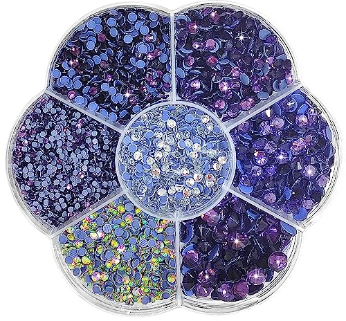 Liliume 5000pcs Hotfix Strasssteine Lila Strasssteine 21 Farben 5 Größen 2mm 3mm 4mm 4.8mm Strass Glas Runde Strasssteine für Kleidung Schuhe und DIY Handwerk(Lila)