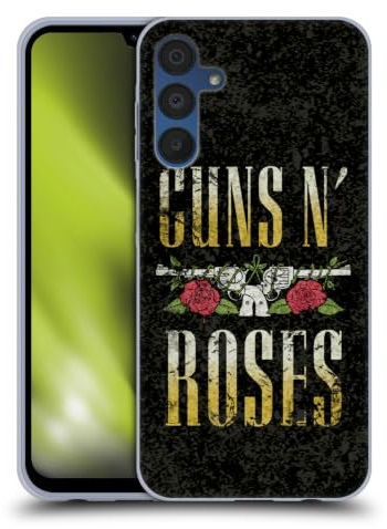 Head Case Designs Offizielle Guns N' Roses Text Logo Pistol Kunst Gel Handyhülle Hülle [Militärischer Schutzgrad] Kompatibel mit Samsung Galaxy A15