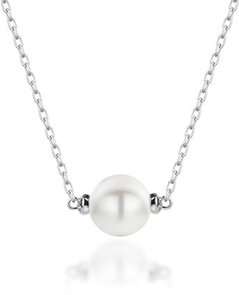 Love Me Santika Perlenkette Für Damen 925 mit Anhänger | Elegante Silber Halskette mit Zirkoniumsteinen | Damen Perlen Kette | Kette Schmuck Geschenk für Frauen, Freundin, A-041-1