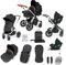 ckle Bubba Stomp Luxe Kinderwagen & i-Size Cirrus Autositz & ISOFIX Basis - Von Geburt an bis 22kg ca. 4 Jahre*, geländegängig, inkl. Regenschutz, Fußsack, Schürze (Silber/Mitternacht/Hellbraun)
