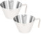 carrottimes 2Pcs Stainless Steel Espresso Cups, Espresso Shots Cup with Handle, Double Spout Metal Espresso Measuring Cup, V-Shaped Mouth Coffee Cup with Dual Scale (White), 3.4oz/100ml