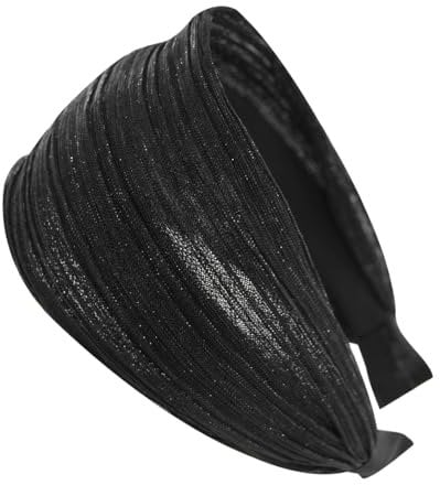 axy Breiter Haarreif mit Glitzerfäden Wunderschön Damen Stirnband Haarschmuck Haarreifen Hairband HR31 (Schwarz, Extra Breit)