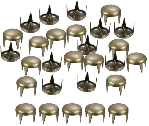 QUARKZMAN 80 Piezas de Remaches Redondos de Cúpula en Bronce, 6 mm de Clavos de Espiga de Latón, Tachuelas Punk Rock, Cuentas de Garra para Ropa, Cinturón, Bolso