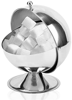 FQCXCKJ Zuccheriera sferica in acciaio inox per zucchero, barattolo per condimenti per spezie, portaoggetti, organizer per la casa, zuccheriera a conchiglia