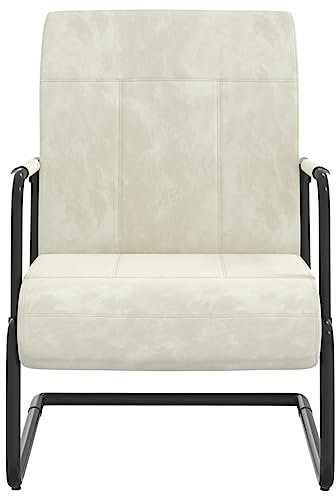 HETFTJN Papasansessel Sessel & Stühle Lounge- & Cocktailsessel Lounge Sessel Outdoor - Freischwinger Cremeweiß Samt für Büro Wohnzimmer Studierzimmer Schlafzimmer