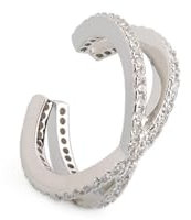 XENOX® | Damen Earcuff überkreuzt aus hochwertigem 925/- Sterlingsilber mit Zirkonia-Steinen | XS4214