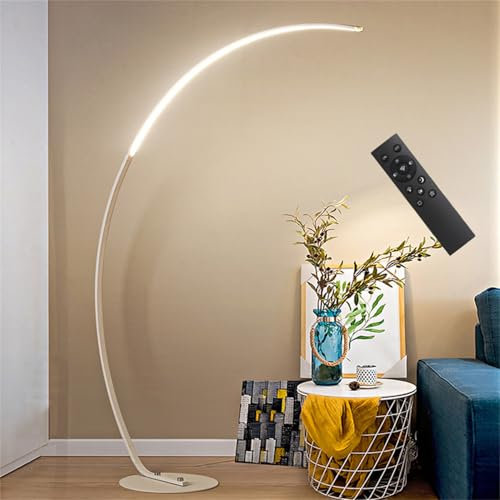 Leomix Moderne Bogen-Stehlampe, 170 Cm Hoch, Stehlampe Mit Fernbedienung, 3 Farbtemperaturen Und Stufenlos Dimmbare Bogen-Leselampe, LED-Bogenlampen Für Wohnzimmer, Schlafzimmer, Büro,Weiß