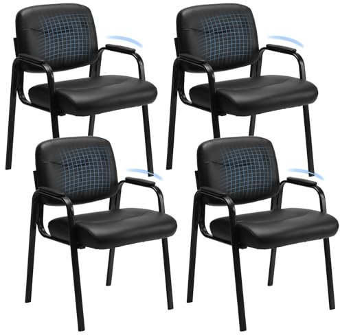 Sweetcrispy Büro Gast Stuhl, Leder stationären Wartezimmer Stühle ohne Räder, mit gepolsterten Armlehnen für ältere Menschen, Schreibtisch Konferenzraum Lobby Tisch Seite Salon