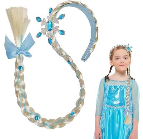 Bandeau Tressé Raiponce, Princesse Perruque Enfant Fille, Perruque Blonde Longue Tresse, Perruque Raiponce Enfant, Perruque tressée, pour Les Costumes de Princesse, Fêtes, Filles (1PCS)