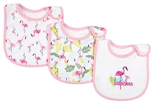 SECFOU Babylätzchen mit Flamingomuster, 3 Stück Rosa Baumwolle