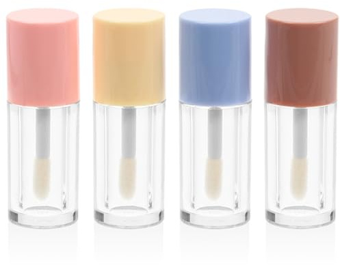 Beavorty Leere Lipgloss-Behälter Transparente Lipgloss-Röhren Mit Applikatorstab Nachfüllbare -Flaschen 4Er Set Für DIY Kosmetik Reise Handtasche