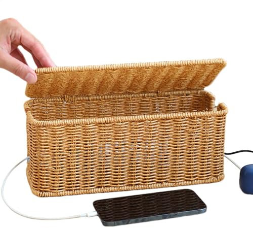 Kordanizer Box - Kordverwaltungsbox mit Deckel, Ladekorb, handgewebter Drahtbox Hider für TV
