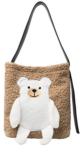 Healvian -muster Schultertasche Plüsch Tote Bag Für Damen Handtasche Mit Großem Für Alltag Und Einkaufen Farbton