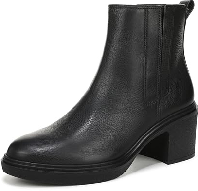 Vionic Womens Savannah Heeled Ankle Boots with Arch Support Black Tumbled Leather UK 8 Wide Fit