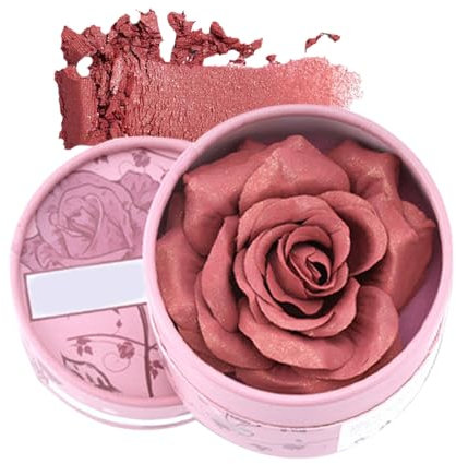 Flower Blush, 3D Rose Petal Highlighter, 3,5 g Natural Fragrance, Pigmented Blush and Eyeshadow, for face, Daytime, Travel, Bridal, Stage Photography, Summer Glow