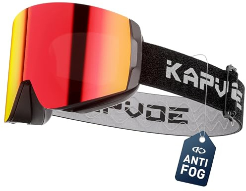 KAPVOE Magnetische Skibrille für Brillenträger OTG Snowboardbrille K718 | Für Herren & Damen, Anti-Beschlag, Magnet-Wechselsystem, helmkompatible Schneebrille für Ski, Snowboard & Wintersport
