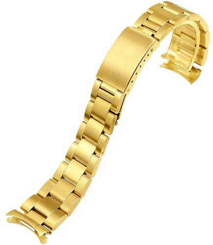 HiCycle2 Uhr Bands Ersatz für Rolex Oyster Datejust Armband Uhr Armband Männlich Antirust Solid Edelstahl gebogenen Schnittstelle Stahl Armband Edelstahl (Gold, 20mm)