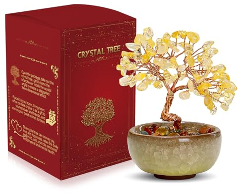 WEILAOK Kristallbaum, Heilsteine Edelsteine Baum, Glücksbaum, Geldbaum | Feng Shui Deko, Bonsai Baum, Rosenquarz, Feng Shui Chakra Baum für Wohnzimmer Schlafzimmer Deko