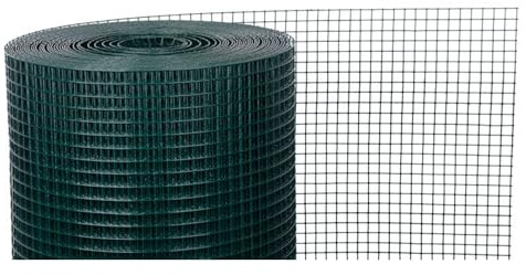 PROREGAL Maschendrahtzaun Vierkantgeflecht KEEPY, Höhe 1,0 Meter, Länge 25 Meter, Maschenweite 12x12mm, Drahtstärke 1,2mm, PVC-Beschichtet Grün, Drahtzaun Hasendraht Kaninchendraht Hühnerdraht