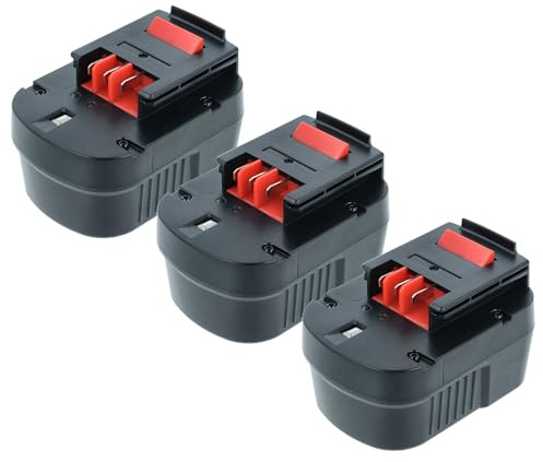 vhbw 3X Akku kompatibel mit Black & Decker B-8315, BDG1200K, BD12PSK, BDBN1202, BDGL12K, BDID1202 Werkzeug (2000 mAh, NiMH, 12 V)