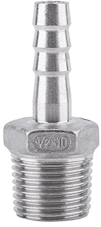 SS304 Conector de Cola de Manguera Racor de Tubería Adaptador de Cola de Manguera de Acero Inoxidable Rosca BSP Macho (1/2 * 10mm)