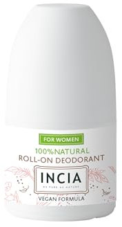 INCIA Natürliches Roll-On Deodorant für Frauen (für alle Hauttypen - ohne Aluminium - Alkohol und synthetisches Parfüm - biologisch getestet - plastikfrei)