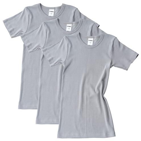 HERMKO 2810 3er Pack Kinder Kurzarm Unterhemd für Mädchen + Jungen aus Bio-Baumwolle