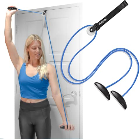 Atemi Sports Schulter Physiotherapie Seilzug | Fitness Gymnastik Seil mit Handgriffe und Befestigung | Shoulder Pulley für Training, Rehabilitation, Reha, Schulterbeweglichkeit, MSD