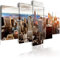 decomonkey Bilder New York 225x112.5 cm 5 Teilig Leinwandbilder Bild auf Leinwand Wandbild Kunstdruck Wanddeko Wand Wohnzimmer Wanddekoration Deko Panorama Skyline Stadt