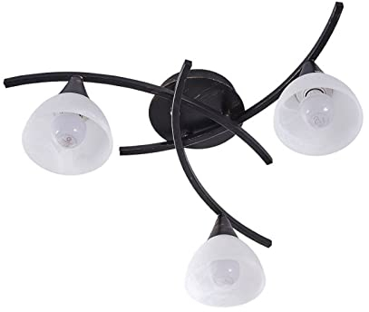 Lindby Deckenlampe Glas, Metall schwarz gold gebürstet Deckenstrahler 3x E14 max. 5W ohne Leuchtmittel Lampe Wohnzimmer Küchenlampe Strahler