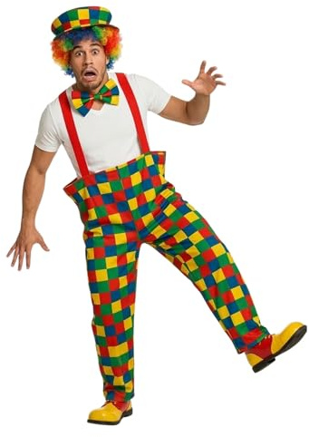FNA Fashions® Adult Rainbow Clown Circus Costume Hen Do Night Party Fancy Dress Outfit (Clown Costume, One Size)