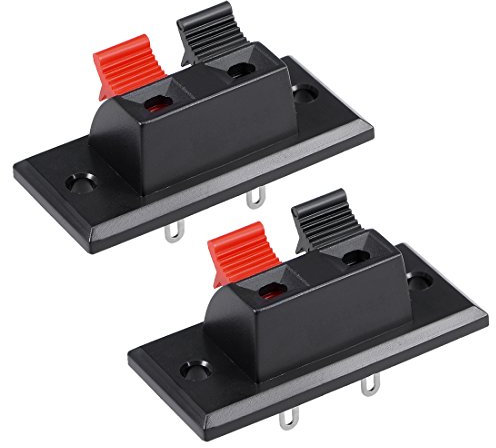 sourcingmap 2pcs 2 Way Jack Socket Spring Push Release Connector Speaker Terminal Strip Block