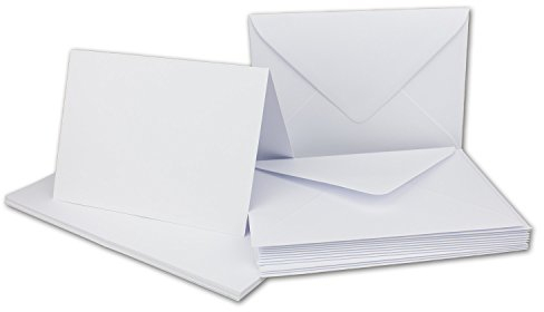 30 Doppelkarten Set DIN A6 Weiß - 14,8 x 21,0 cm offen - 240 g/m² mit Brief-Umschlägen DIN C6-11,3 x 16,0 cm - 120 g/m² Weiß Nassklebung