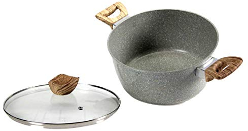 utilissimi Casseruola Antiaderente, Casseruola Carmelita in Pietra, con Coperchio in Vetro, a induzione, di Alta qualità Professionale, Diametro 22 cm