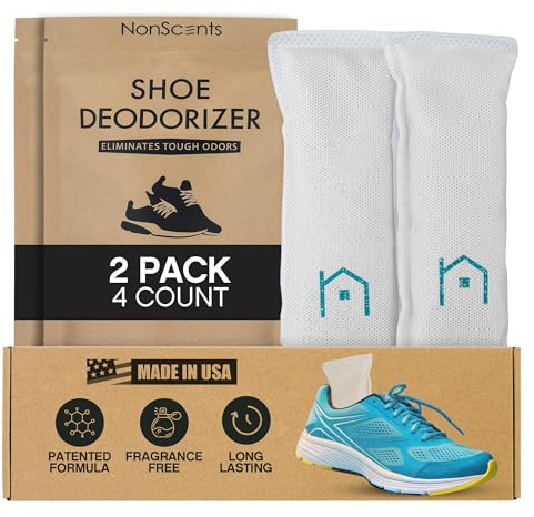 NonScents Désodorisant pour Chaussures (Paquet de 4), éliminateur d'odeurs Pod, désodorisant pour Baskets, Sacs de Sport et casiers
