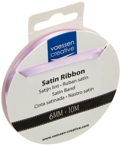 Vaessen Creative Satinband 6mmx10m Flieder, Schleifenband, Dekoband, Bänder zum Basteln, Stoffbänder für Hochzeit, Taufe Und Geburtstagsgeschenke, Violett