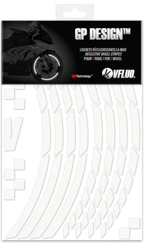 VFLUO - Kit Reflektierende Felgenrandaufkleber GP Motorrad, Aufkleber für 1 Rad 3M™-Technologie™, 360°-Kreis - Hohe Sichtbarkeit von der Seite – Diskret und Design – Einfache Installation