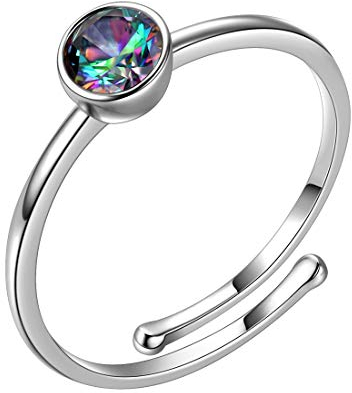 Aurora Tears Mystischer Regenbogentopas Eröffnung Ring 925 Sterling Silber verstellbare Regenbogen Ringe CZ Teardrop Schmuck Geschenke für Grils und Frauen DR0078T