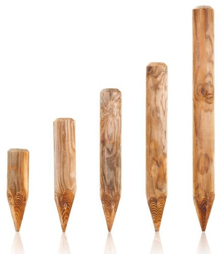 BooGardi Spitze Holzpalisaden in 39 Größen · ø 8cm Länge: 140cm · imprägnierte Baumpfähle · runde Holzpfosten · Garten-Palisade zur Beetumrandung oder Rasenkante
