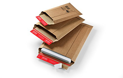 Versandtasche aus Wellpappe Karton mit Selbstklebeverschluss und Aufreissfaden | CP010.03 -Innenmaß 215x300x50mm| braun 300 Stück